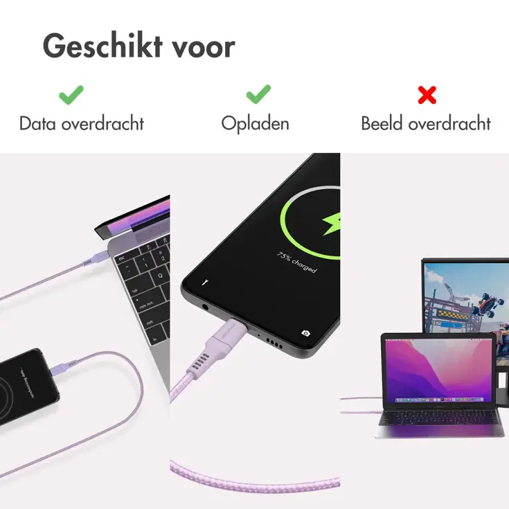 Gevlochten USB-C naar USB-C kabel