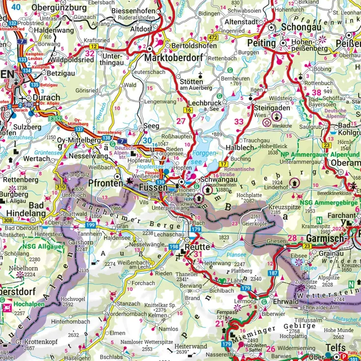 Wegenkaart Alpenlanden 2-zijdig