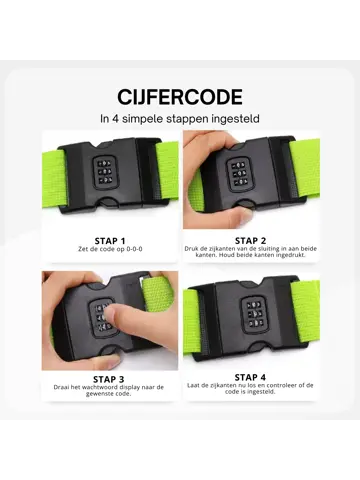 Kofferset 4-delig kofferriem + bagagelabels Rood