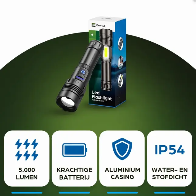 Oplaadbare LED Zaklamp voor Nood