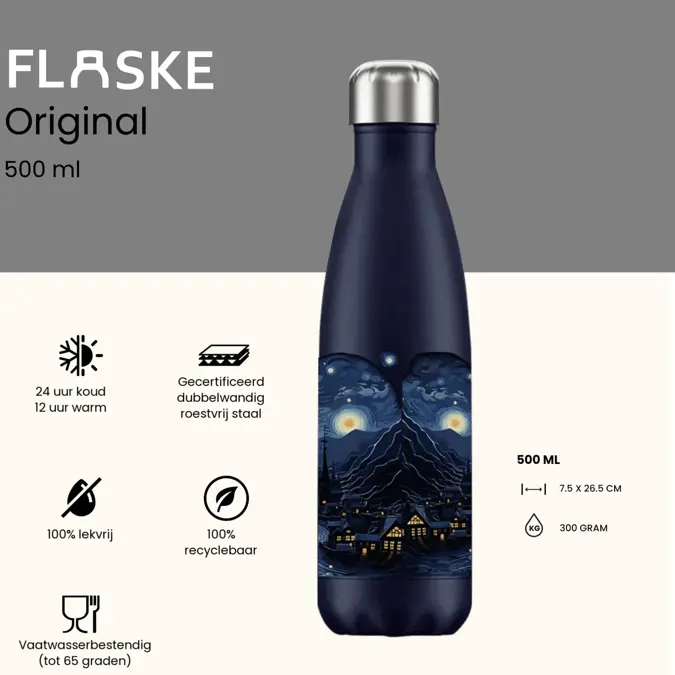 FLASKE 500 ml RVS Drinkfles