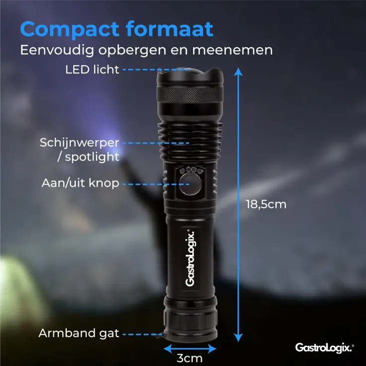 GastroLogix 3500 – Oplaadbare LED Zaklamp