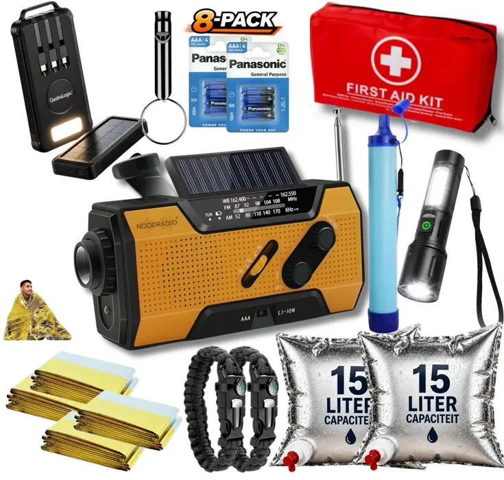 Noodpakket L met Powerbank-Noodradio-Waterfilter