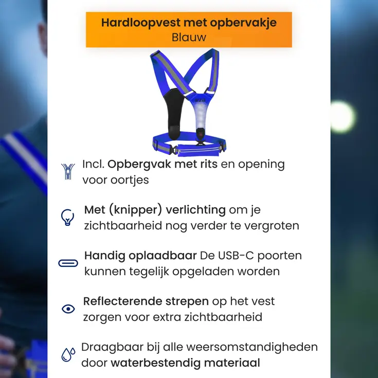 Hardloopvest met Opbergvak - Verlichting