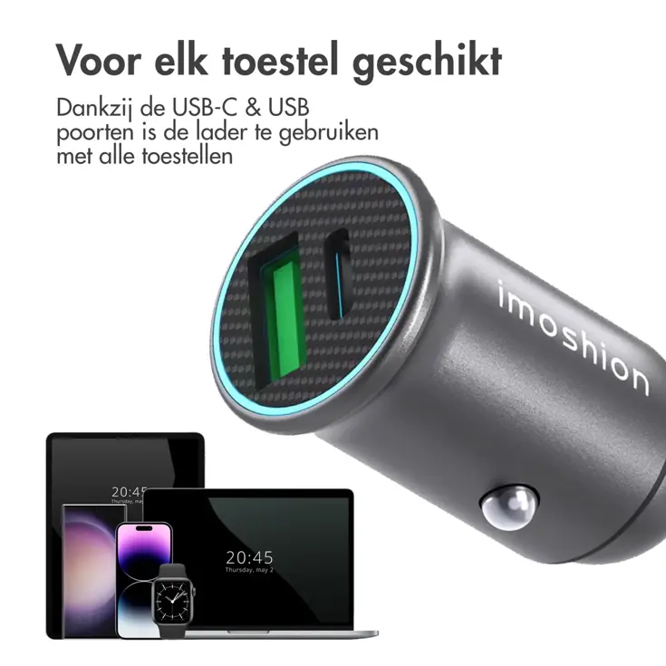 Autolader - 1x USB-C & 1x USB - 60W