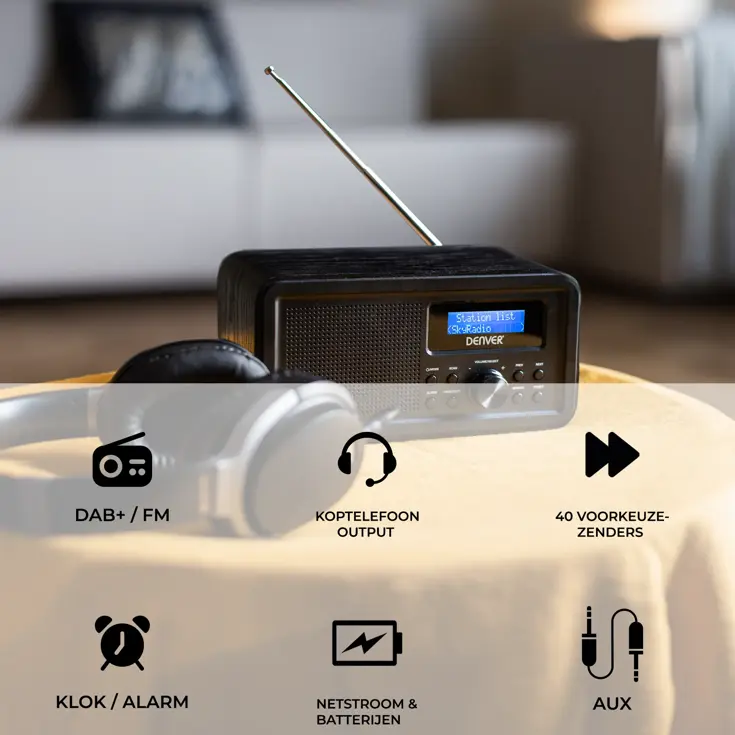 DAB+/FM Radio Wekkerfunctie 40 voorkeurszenders
