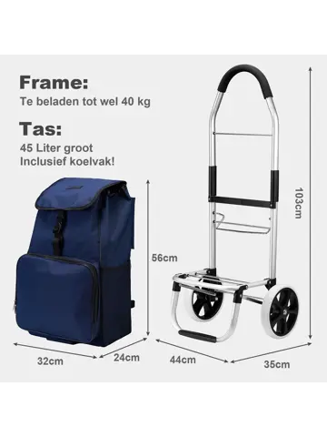 45L boodschappentrolley met koelvak