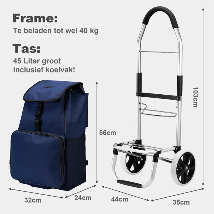 45L boodschappentrolley met koelvak