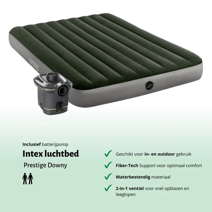 Luchtbed - Intex - 2P - 152x203 cm + Pomp
