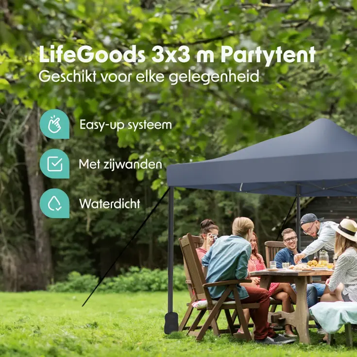 Partytent met Zijwanden – 3x3 m – Donkerblauw