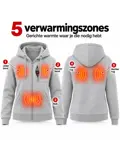 Infrarood Verwarmde Zipper Hoodie – Dames  Grijs