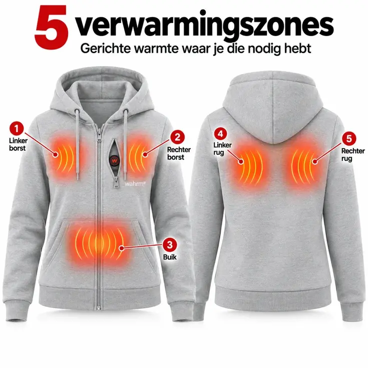 Infrarood Verwarmde Zipper Hoodie – Dames  Grijs