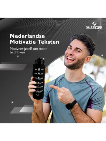 Nederlandse Motivatie Waterfles - Zwart - 1L
