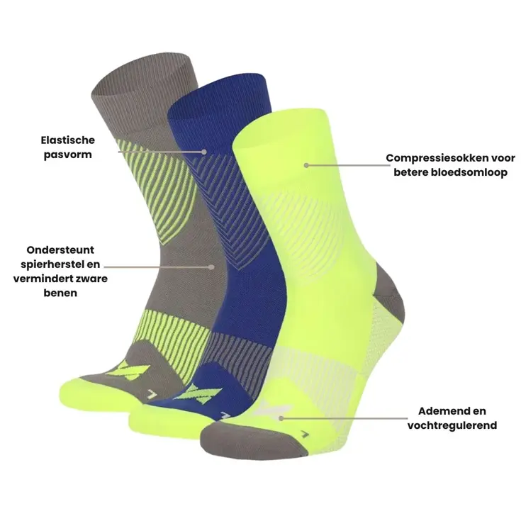 6 paar - Quarter Compressiesokken