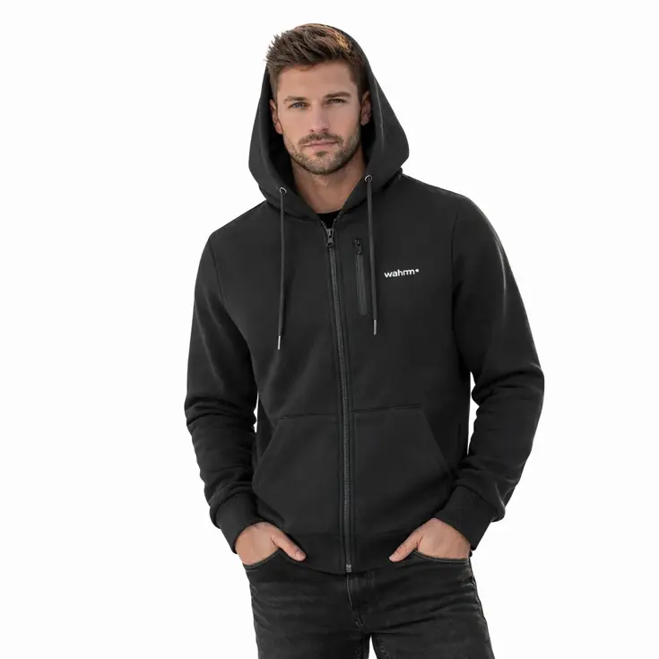 Infrarood Verwarmde Zipper Hoodie – Heren Zwart