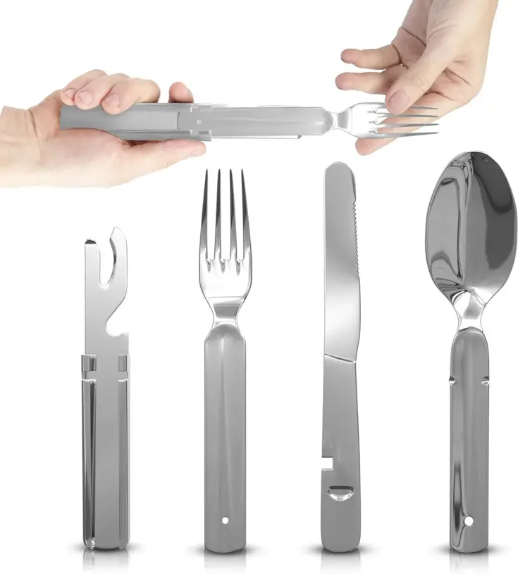 Reisbestek Set – Campingbestek To-Go Zilver