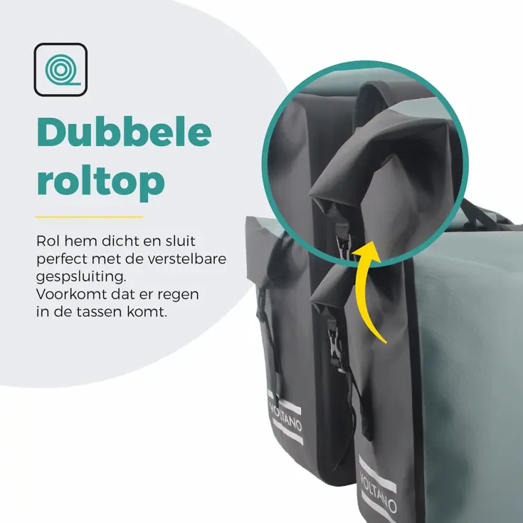 Voltano Dubbele Rolltop Fietstas 48 L