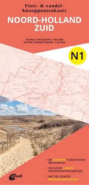 Fiets en wandelknooppuntenkaart N1 Noord-Holland zuid