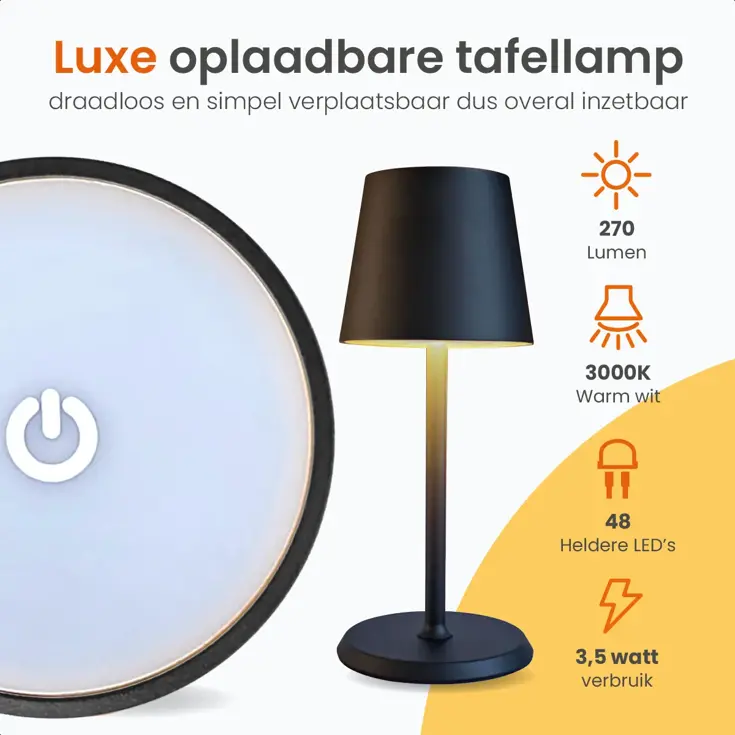 Essence Tafellamp Oplaadbaar - 26cm - LED