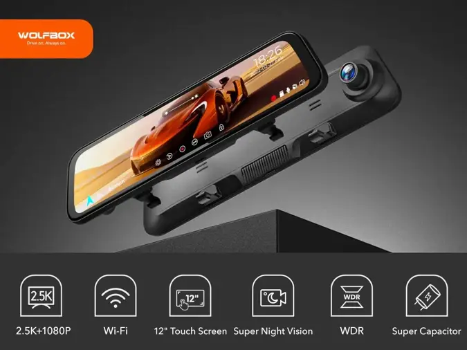 Wolfbox G840H 2K Wifi GPS 32gb spiegel dashcam