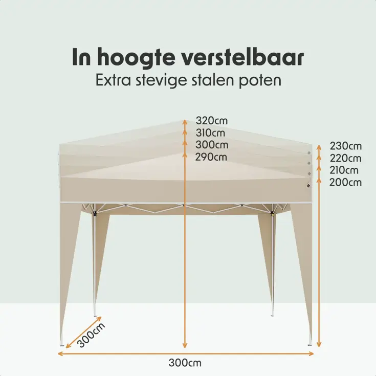 Partytent Plus – 3x3 m – Beige