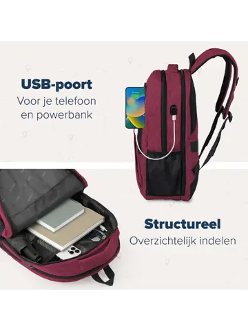 Rugtas – 36L – 17,3Inch – Burgundy