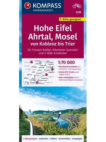 Kompass fietskaart 3338 Hohe Eifel, Ahrtal Moezel