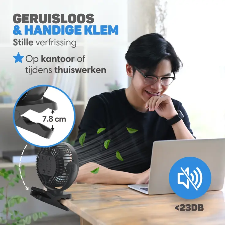 Mini USB Ventilator PRO - Oplaadbaar - Geruisloos