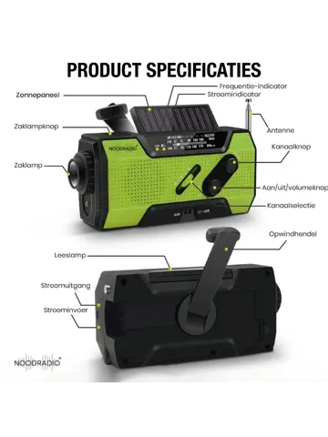 Noodradio Solar Opwindbaar Met Batterijen