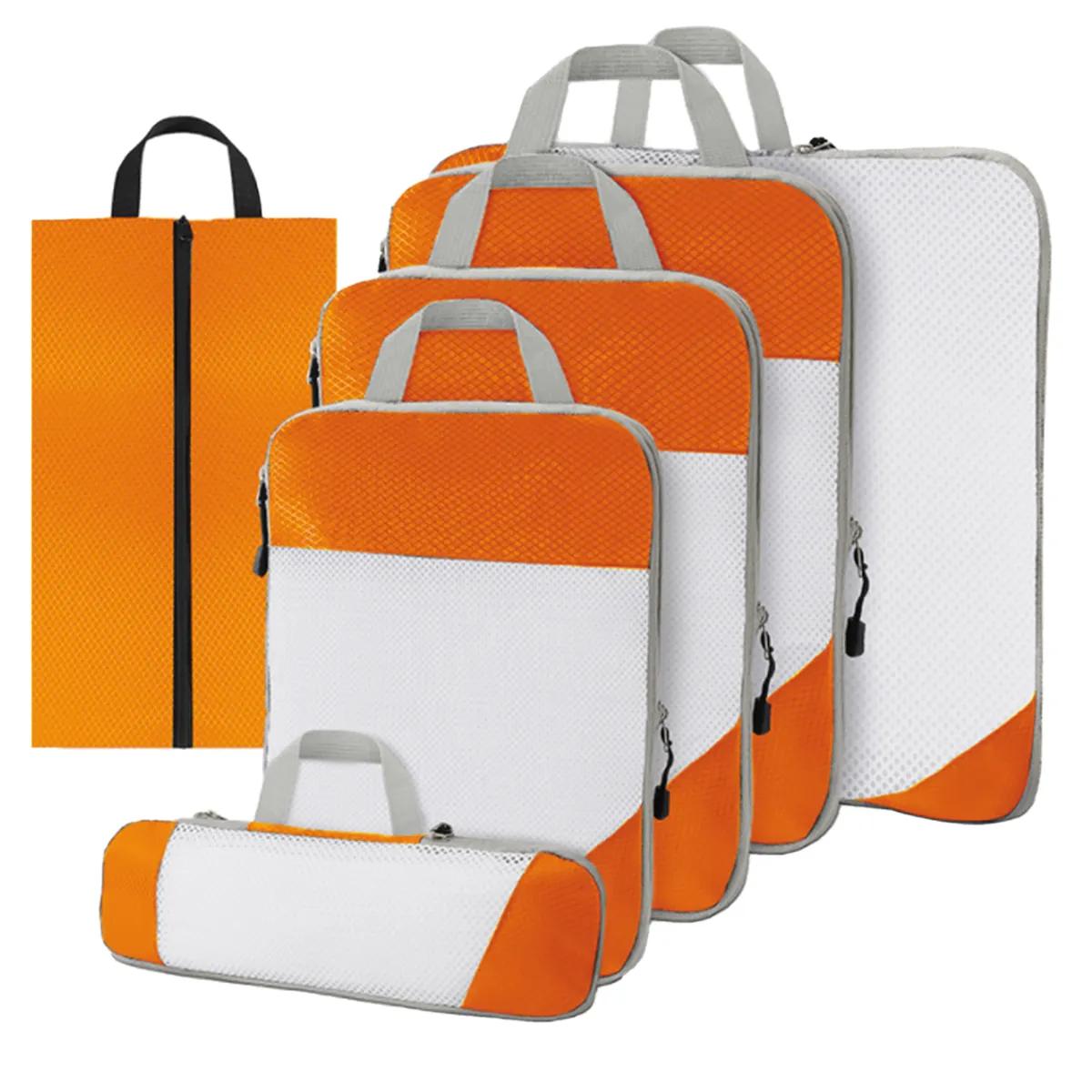 Thousandtravelmiles  Compressie Packing Cubes  6 stuks  Oranje  Oranje