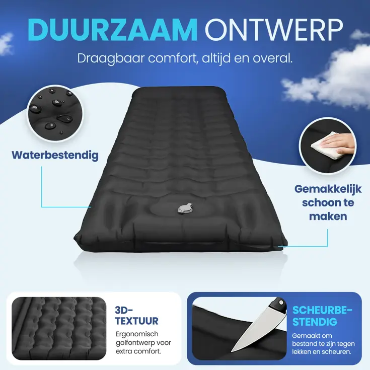 Eenpersoons slaapmatje met voetpomp