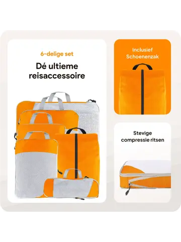 Packing cubes compressie set – 6-delig – Oranje