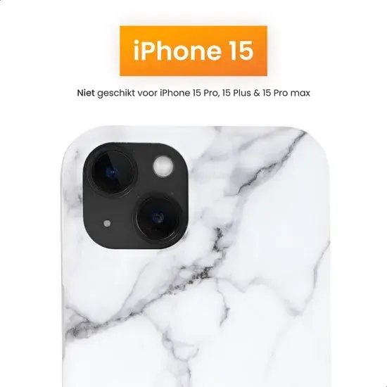 R2B iPhone 15 Hoesje Marmer + Screenprotector