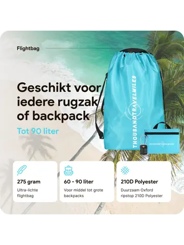 Flightbag vliegtuighoes TSA slot 60–90L – Li Blauw