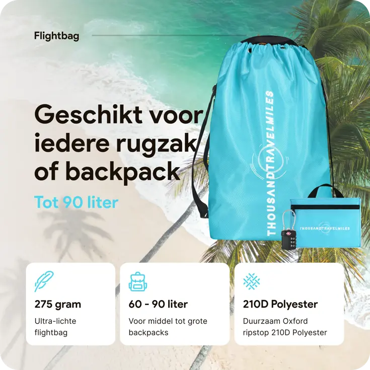 Flightbag vliegtuighoes TSA slot 60–90L – Li Blauw