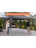 Partytent 3x3 m grijs - waterafstotend met frame