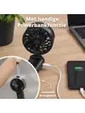 Oplaadbare Handventilator met Powerbank - Zwart