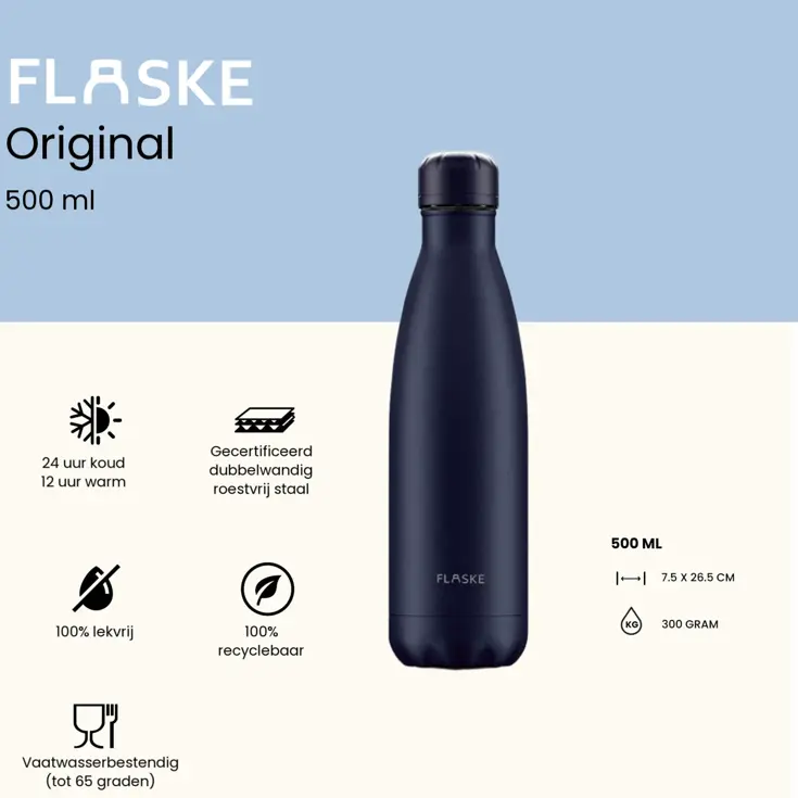 FLASKE 500 ml  RVS Drinkfles