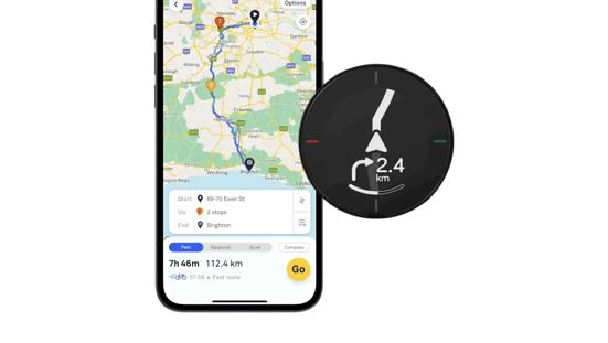 Beeline Velo2 apparaat naast smartphone