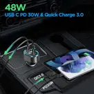 48W Autolader USB-C LED Spanningsmeter 12V