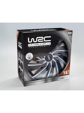 WRC Wieldoppen 15" - zilver/zwart 4 stuks