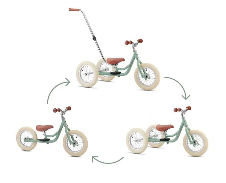 2-in-1 Loopfiets Driewieler met Duwstang