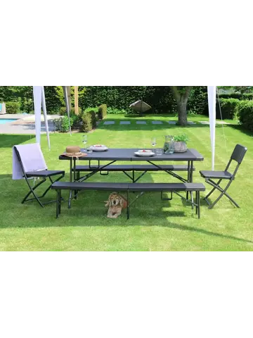 Klaptafel - 180cm - zwart - houtlook