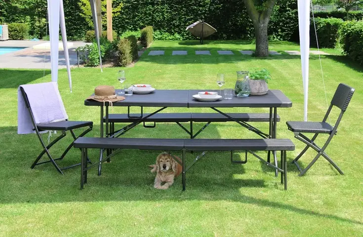 Klaptafel - 180cm - zwart - houtlook