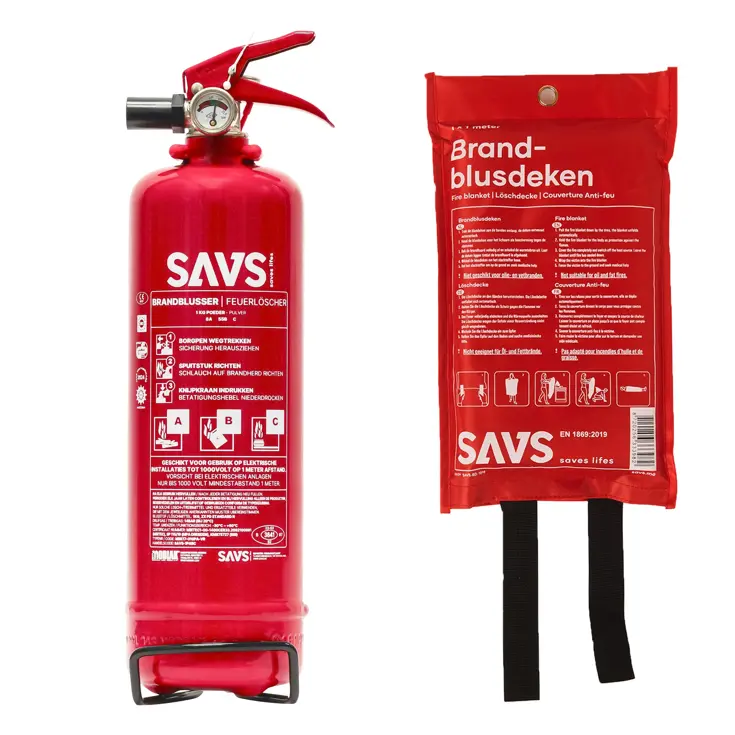 Brandblus box Poederblusser 1 kg en Blusdeken