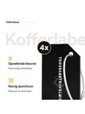 Aluminium kofferlabels – 4 stuks – Zwart