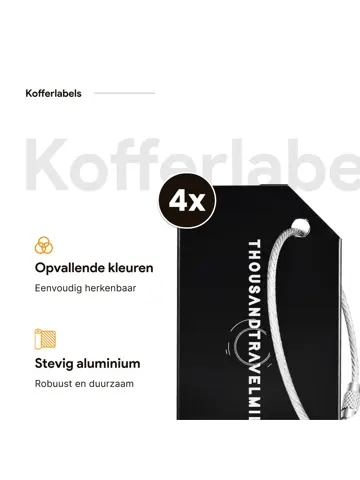 Aluminium kofferlabels – 4 stuks – Zwart