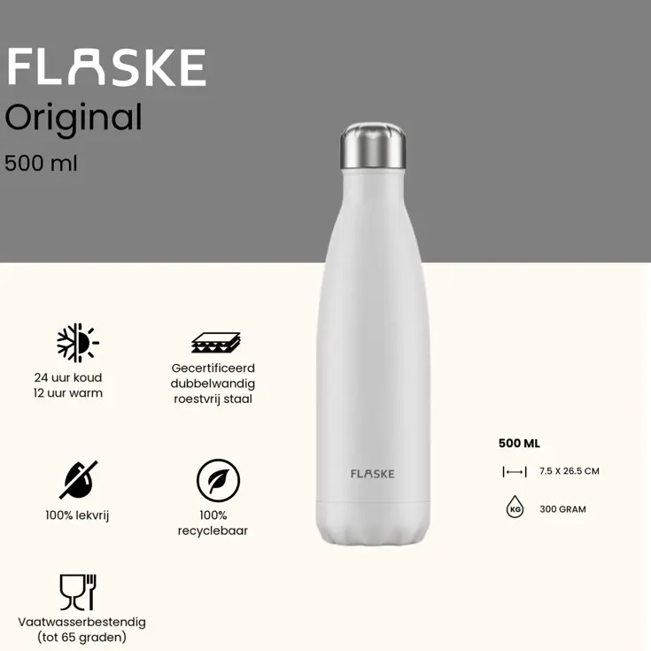 FLASKE 500 ml  RVS Drinkfles