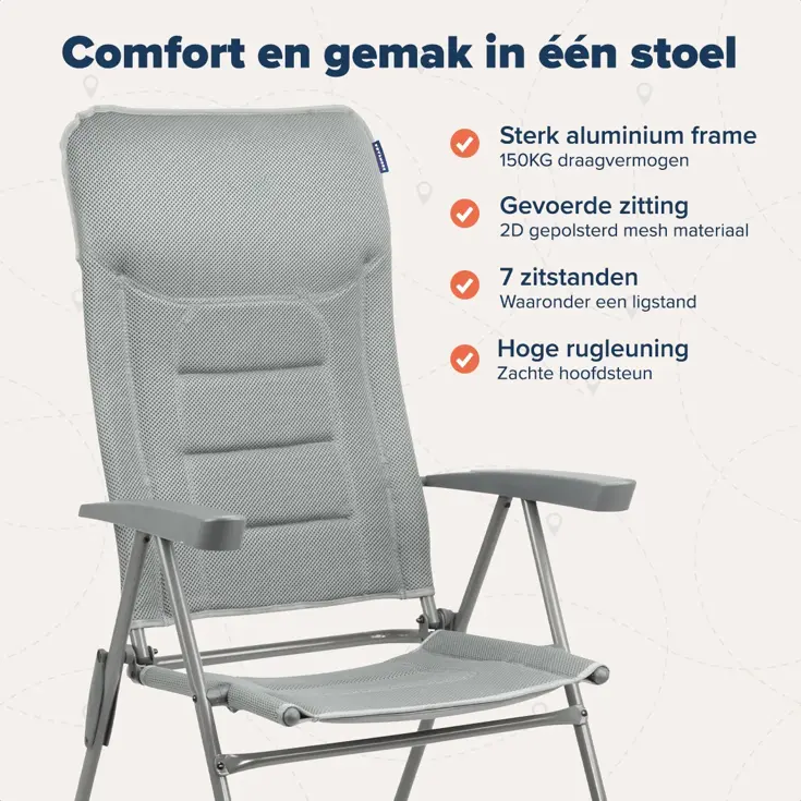 Campingstoel 7 standen – Grijs