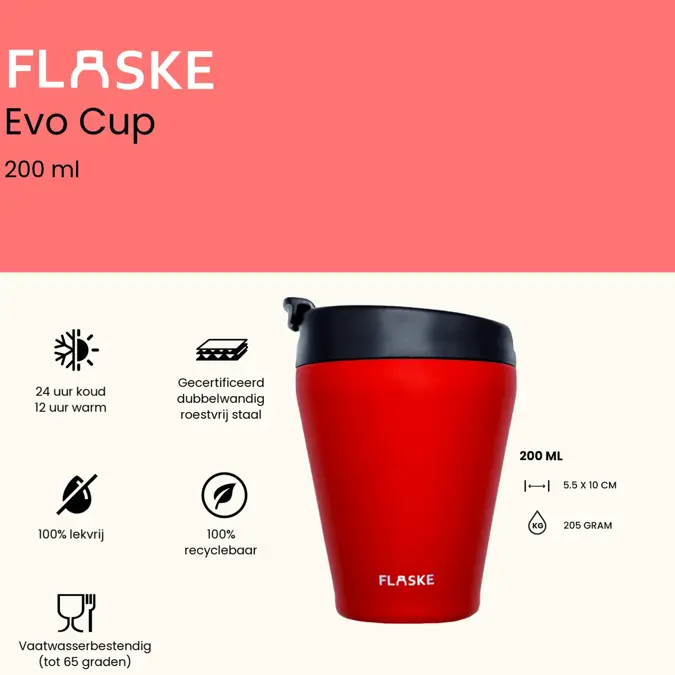 FLASKE 200ML RVS Koffiebeker to Go